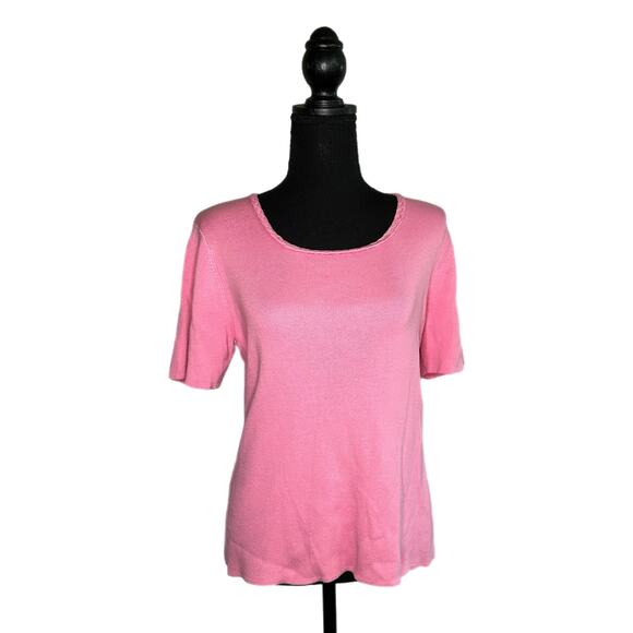 Sag Harbor Pink Tweed Jacket with Pink Blouse, Size 14p, PL, Pre-owned - Picture 3 of 6